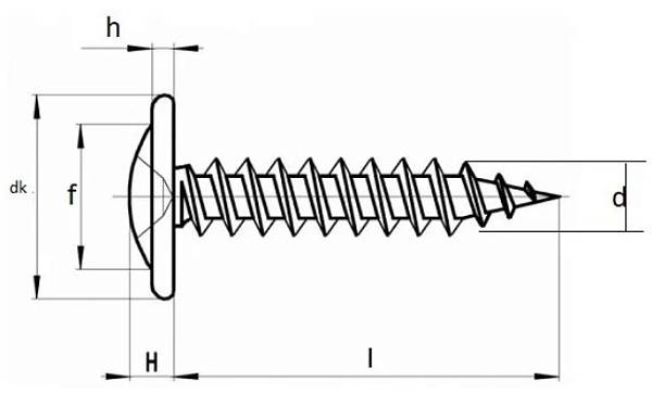 Таблица характеристик: Саморезы с полукруглой низкой головкой с прессшайбой, АРТ 9999